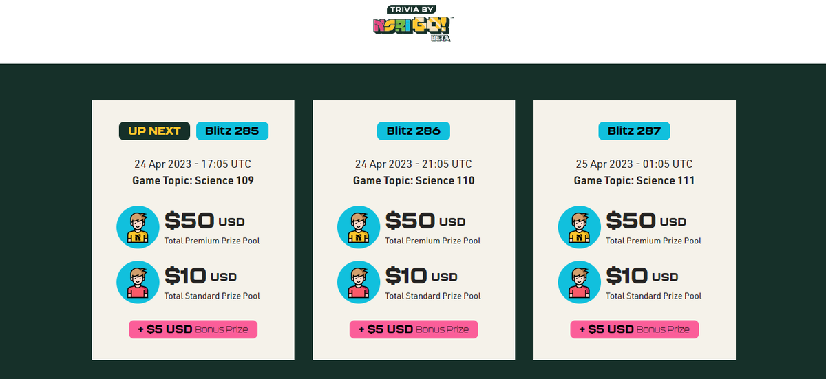 Hey Nori fam, we are back with another Blitz Mania! 😎

You know the drill - Answer all trivia questions and win $$ 🤑

Theme - Science

Play the trivia here - trivia.norigo.fun/games

Share your scores on Twitter and tag us (We would love to see some Bonus round screenshots 👀)