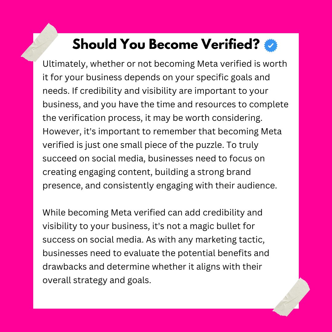 Vision_Preneur's tweet photo. Ever since the launch of the new Meta Verified feature, where businesses can subscribe to become verified for $14.99/mo, many business owners, influencers, entrepreneurs and content creators have jumped on the bandwagon. 

But it that tiny blue checkmark even worth it, now that w https://t.co/ZgSlcJiK4C