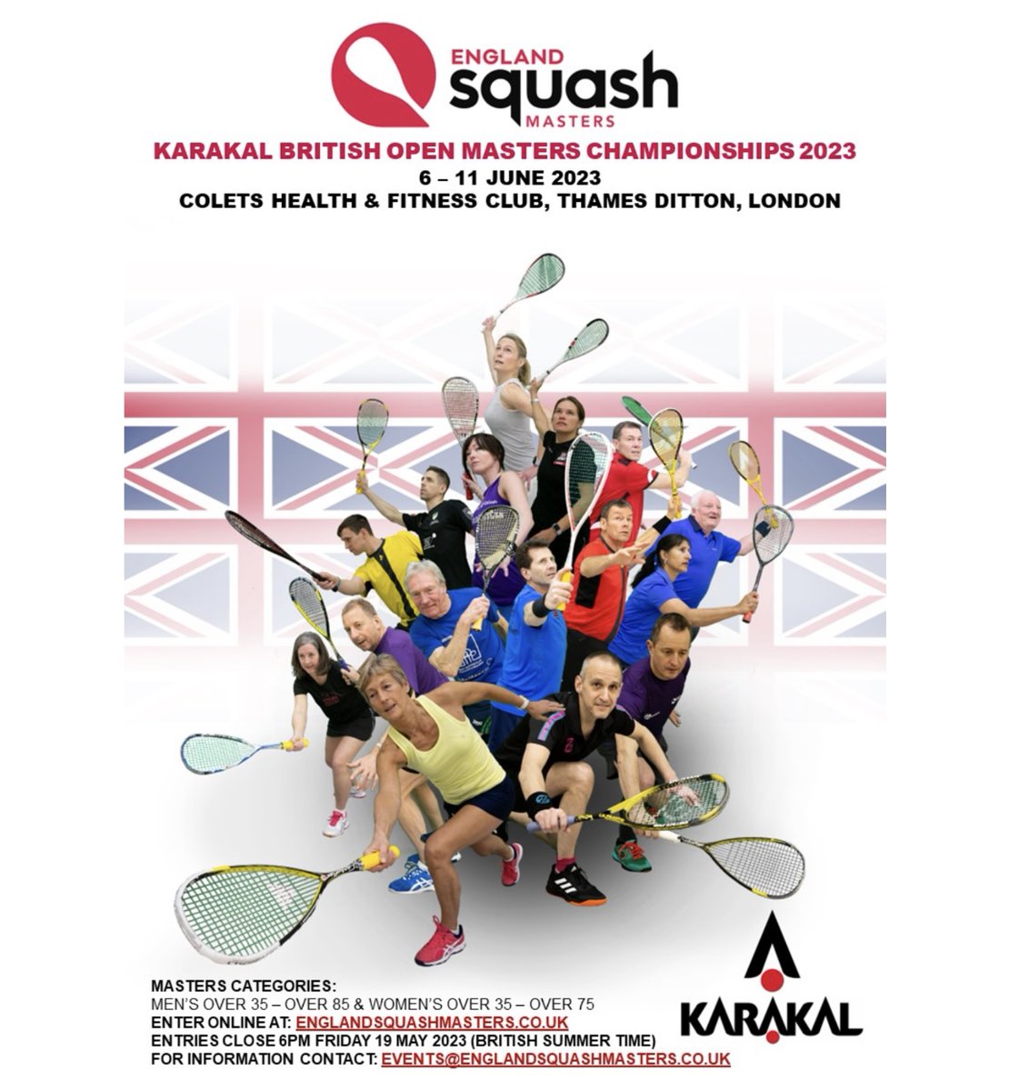 🏆 It's time to get your entries in for the 2023 British Open Masters!

📅 6-11 June 
📍 <a href="/ColetsHealth/">Colets Health and Fitness</a> 

Enter now ➡️ bit.ly/40AoGl3