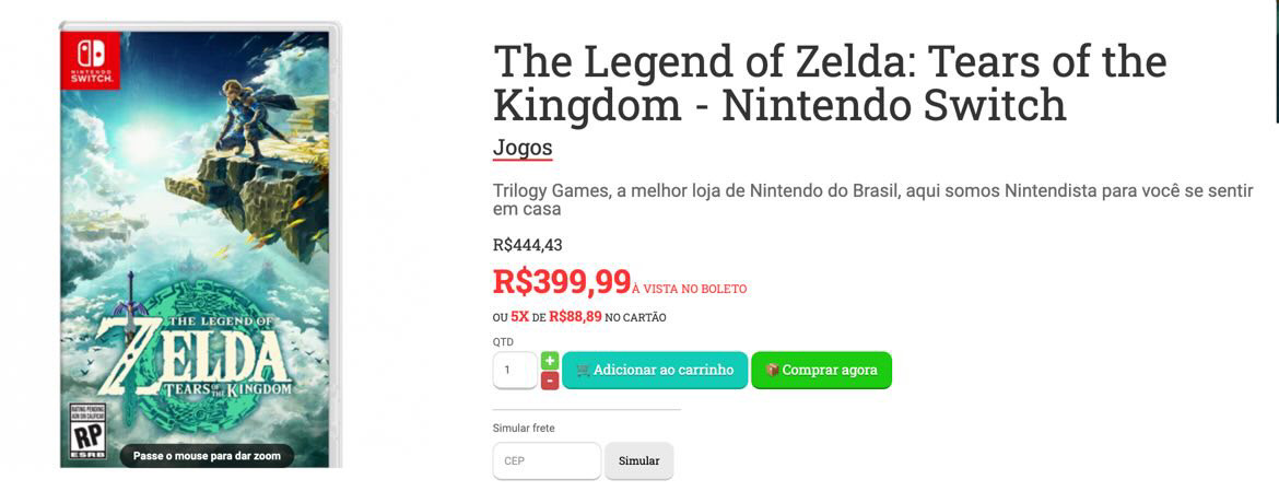 Jogo The Legend of Zelda Breath of the Wild Nintendo Switch com o Melhor  Preço é no Zoom