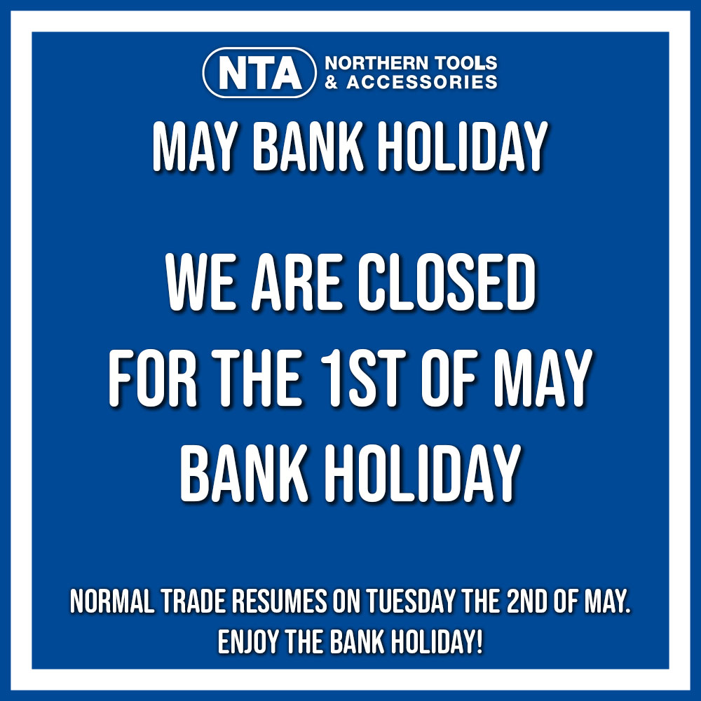 NorthernTools's tweet image. Happy Monday Everyone!

We are closed on the 1st of May for the bank holiday.
However, you can shop with us online if you need anything!

northerntools.co.uk