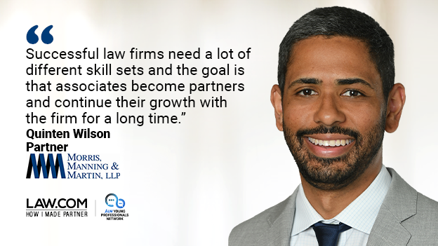 lawdotcom's tweet photo. #HowIMadePartner: "I think my personal brand with the people I’ve interacted with consistently throughout my time at the firm spoke louder than any targeted personal campaign in the year I was up for partner ever could have." —Quinten Wilson, @MMM_Law » https://t.co/pn6BbiI3sd https://t.co/HfF6jITYPQ