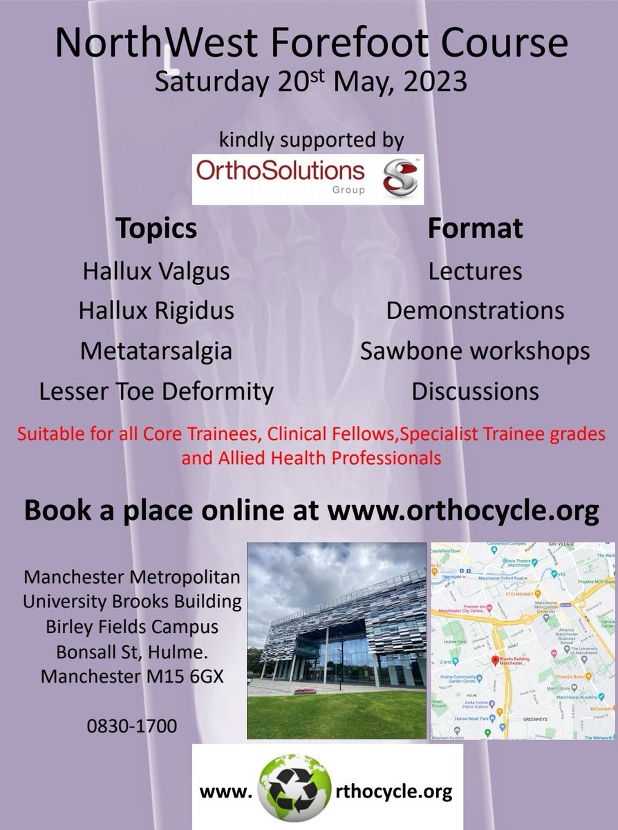 Orthocycle (@orthocycle1) on Twitter photo Another <a href="/Orthocycle1/">Orthocycle</a> #course in #Manchester next month!
Kindly supported by <a href="/Ortho_Solutions/">Ortho Solutions</a> and held at <a href="/ManMetUni/">Manchester Metropolitan Uni</a> #Brooks #building
For all #orthopaedic grades, #AHPs and #nursing #colleagues
#lectures #discussion and #sawbone #worshops
Register at orthocycle.org Another <a href="/Orthocycle1/">Orthocycle</a> #course in #Manchester next month!
Kindly supported by <a href="/Ortho_Solutions/">Ortho Solutions</a> and held at <a href="/ManMetUni/">Manchester Metropolitan Uni</a> #Brooks #building
For all #orthopaedic grades, #AHPs and #nursing #colleagues
#lectures #discussion and #sawbone #worshops
Register at orthocycle.org
