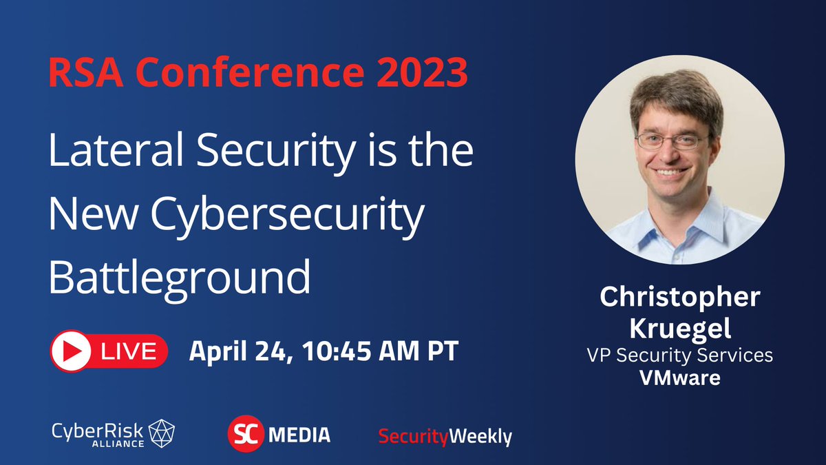 vmwarenews's tweet photo. Live soon! At 10:45 a.m. PDT, tune in to watch VMware's Christopher Kruegel speak with @SCMagazine on why lateral security is the new cybersecurity playground. #RSAC 

📺: https://t.co/3Af7q6mHfO https://t.co/ef3oh4tSY9