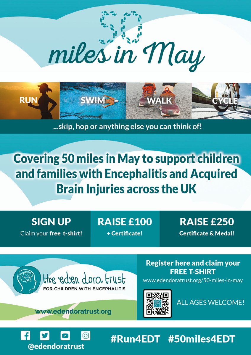 EdenDoraTrust's tweet photo. Felt inspired by the incredible London Marathon runners?
Support us & join our '50 Miles in May' challenge-get a free t-shirt too!
It doesn't matter how you do it - run, jog, walk, swim, hop! π€Έππ΄
Register nowπ
https://t.co/NGCVVCLtaD
#Encephalitis #ABI #50Miles4EDT #Run4EDT https://t.co/PQ8UZFJrlj