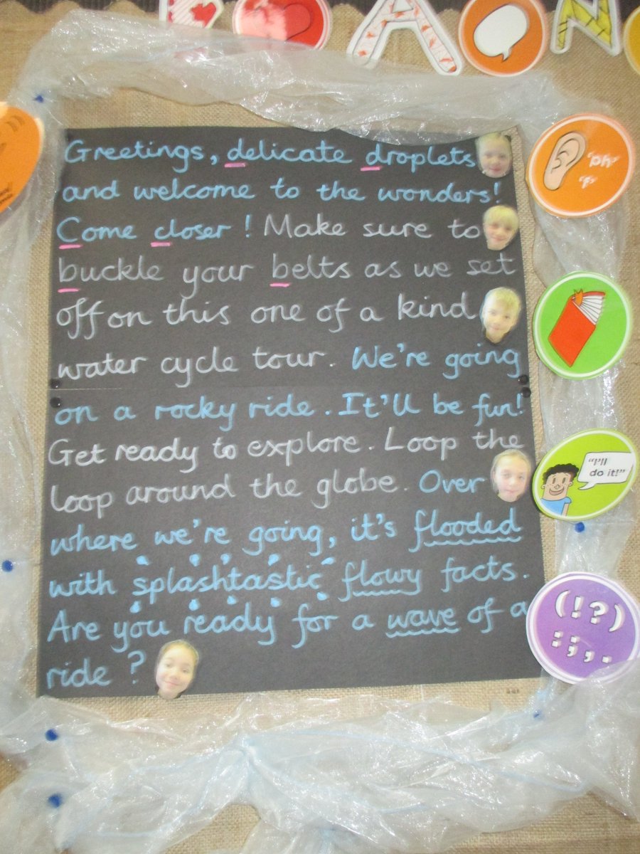 BeaconAcad's tweet photo. Y4 have started their next @janeconsidine #writing unit Once Upon A Raindrop and they really made it difficult for Mrs. Parkins to choose just 3 for the sentence stacking wall so she had to choose 5 instead! Great work so far, Lemurs! #English #TheWriteStuff #water #sentences https://t.co/QgZlONhcmR