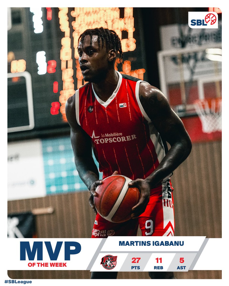 Swiss_Basket's tweet photo. โญ๐๐ฅ๐ ๐ธ๐ฏ ๐ฝ๐ฑ๐ฎ ๐ฆ๐ฎ๐ฎ๐ดโญ
โก๏ธ @Unotino1ย is your SBL MVP of the Week๐ฅ He lead his team to a crucial win over Lugano Tigers with a double-double performance ๐ช This win allows Boncourt to climb up to the #6๏ธโฃ spot of the SBL ranking ๐ #SBLeague #WeAreSwissBasketball https://t.co/Cj3CJM43hv