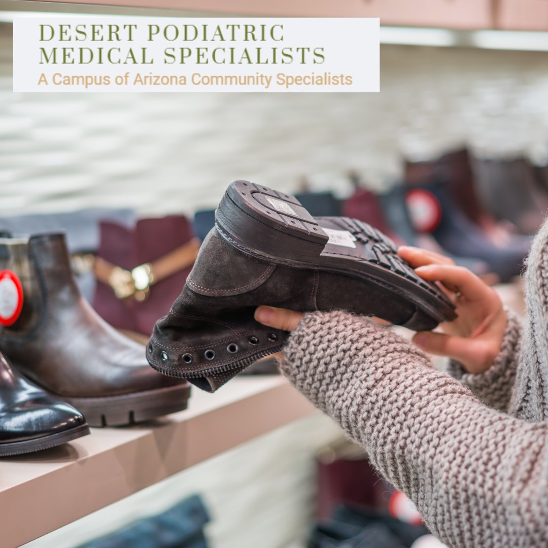 Desert_Pod_Med's tweet photo. Are you tired of never finding the right shoes for your foot type? A podiatrist can help you find the perfect fit! Your feet deserve to look and feel their best! Contact us today! https://t.co/HUs7OW0bj9 https://t.co/OOx5SgARRV