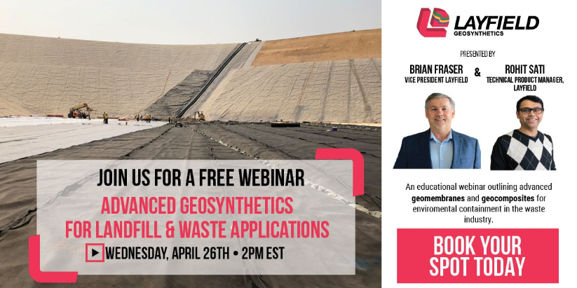 LayfieldContain's tweet photo. Join Layfield on Wednesday, April 26th, at 2:00 pm EST, for an educational webinar outlining new industry innovations with geomembranes and geocomposites in waste containment applications.

Book your spot: https://t.co/3JRgN2sgnT https://t.co/8I6MIgZ7wS