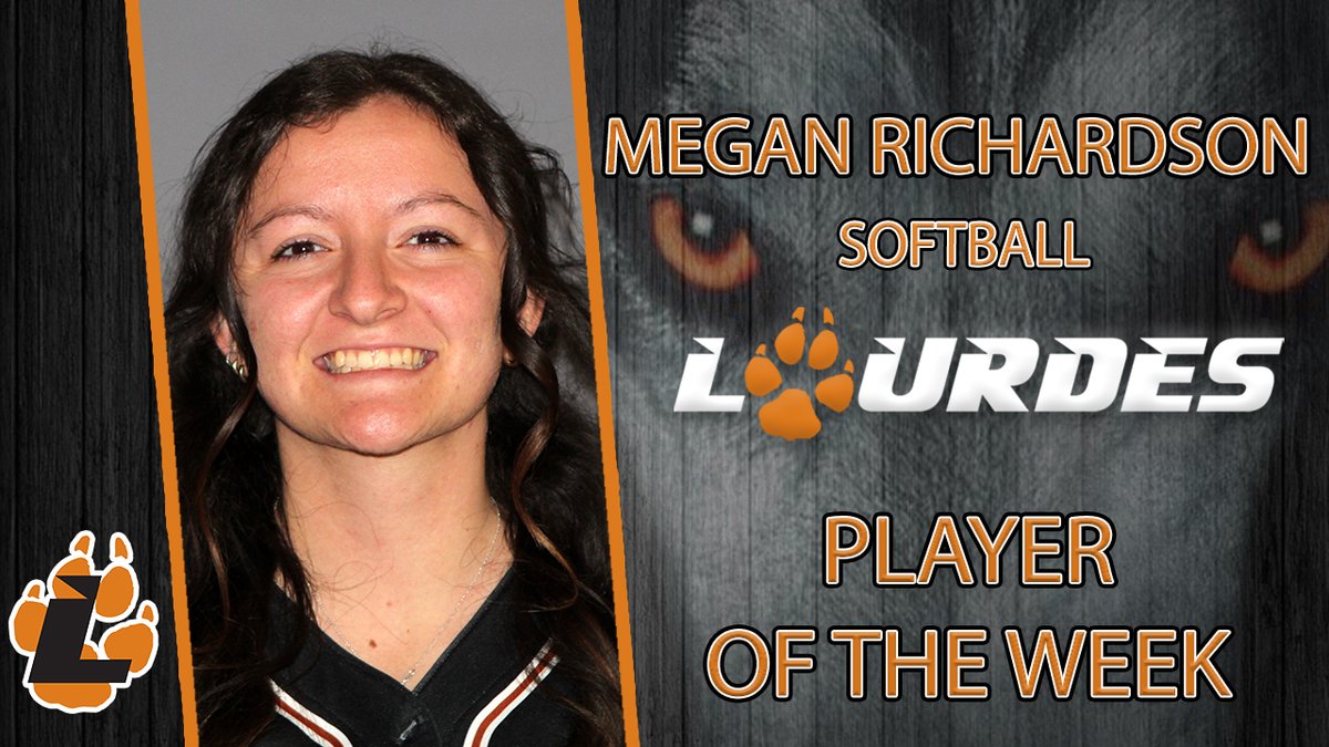 Megan Richardson is this week's Lourdes Player of the Week.  She batted .417 (5-for-12) over 4 games with a pair of multi-hit contests.  In addition, she had a double and 3 RBI. #GrayWolfNation
