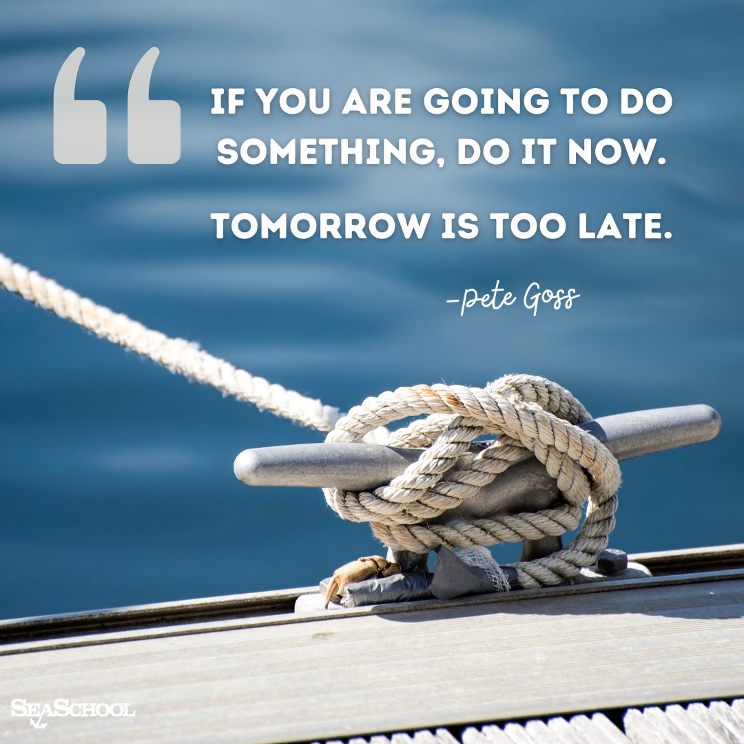 If you are going to do something, do it now. Tomorrow is too late. ⏱️

— Pete Goss 

#seaschool #youmaycallmecaptain #lifeatsea #mariner #sailor #maritime_family #merchantmarine #quotes #motivationalquotes #petegoss