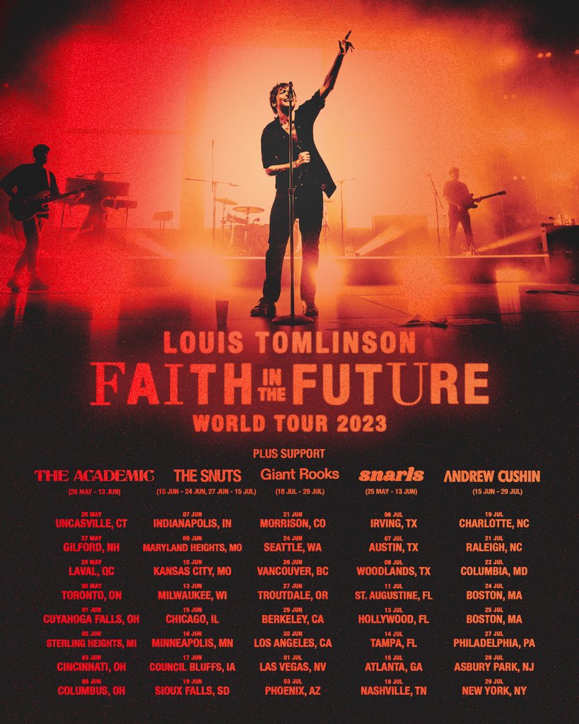 snarlsband's tweet photo. SURPRISEEEEEEEE. FIRST LEG OF LOUIS TOMLINSON’S TOUR COMING UP FAST!!! SNAG UR TIX CAN’T WAIT TO SEE U❤️❤️❤️ https://t.co/tvbxJZrc0K