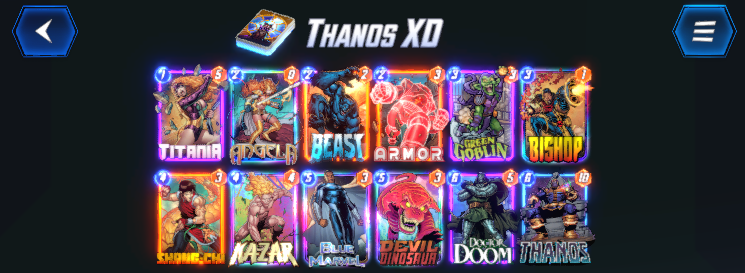 ElCringioo's tweet photo. Just hit infinite this season for the first time with Thanos!!
i think the deck is very strong to climb from 80 to 100, i almost got 58% winrate! (i really like green goblin in this deck XD) @SnapDecks @MARVELSNAP @UntappedSNAP https://t.co/CiykajV8bU