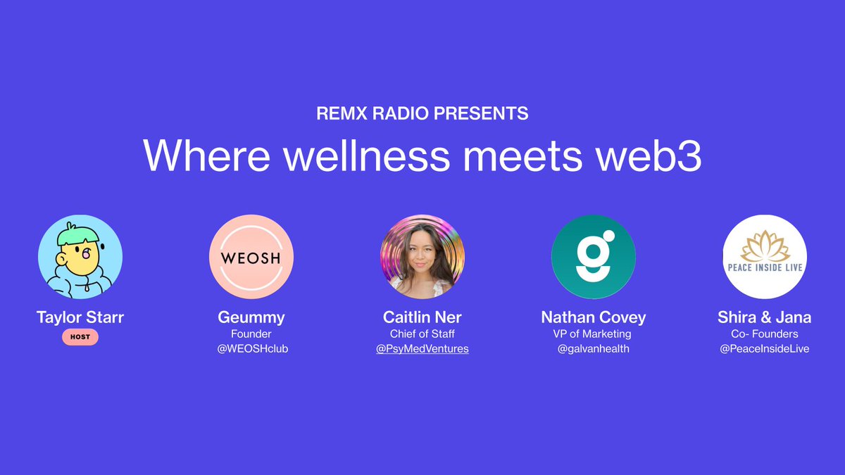 remx_xyz's tweet photo. Mental health is important to us. Let's talk about it! Tomorrow we will be speaking with @MetaGeummyBear, @shiralazar,@JanaSternHealer, @galvanhealth, &amp; @caitlinner about the power of mindfulness in web3. 

We hope you will join us! Set your reminders 👇
https://t.co/yrbjjkdUng https://t.co/10OT0Xjti0
