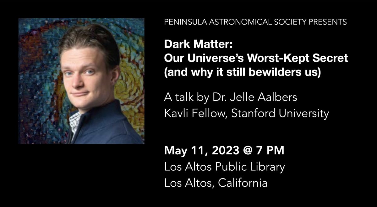 pastronomical's tweet photo. We have a great #astronomy talk coming up May 11 -- Dark Matter: Our Universe's Worst-Kept Secret (and why it still bewilders us). More at https://t.co/bJ2QEFrr9B https://t.co/nMClmgFJ4c