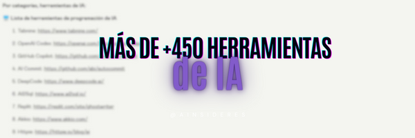 AInsiderES's tweet photo. ChatGPT mejorará tus habilidades de IA, pero ¿conoces todas las herramientas disponibles en el mercado?🤔

He reunido para ti las 450 MEJORES disponibles. 🚀

Conseguirlas es muy sencillo,

- RT
- Comenta "adrian"
- Sígueme (para que pueda enviarte un DM) https://t.co/ccJGryoqkV