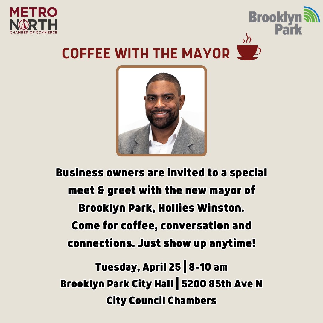 MetroNorthChamb's tweet photo. A great week of programming ahead. Coffee with the @BrooklynPark Mayor tomorrow, a stellar #WorkingwithWomen on Wed, and the @BlaineBizMN Council on Thursday. #inform #educate #connect https://t.co/brYumUhdw8