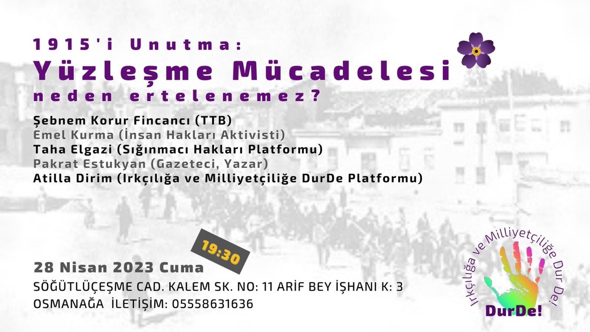 Kadıköy'de anma 28 Nisan Cuma herkesin katılımına açıktır.
#24Nisan #HrantDink #SevagBalıkçı #GarbisBalıkçı #Adalet #durde