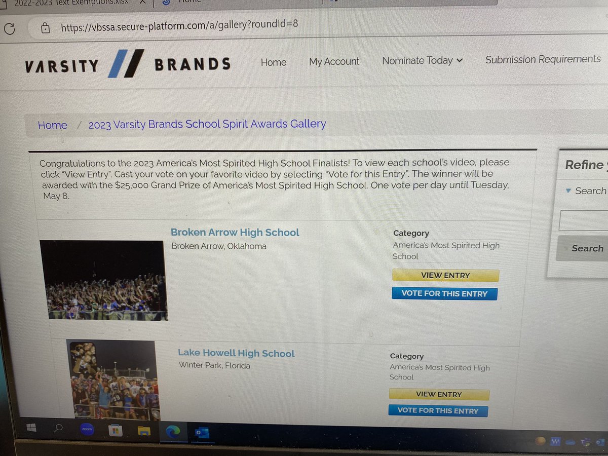 Just opened a email from Varsity Brands and I see Broken Arrow High School is up for 2023 America’s Most Spirited High School. Brought a smile to my face thinking about everyone I worked with and experiences I had at BAHS #GOBA <a href="/BAHSTigers/">Broken Arrow High School</a>