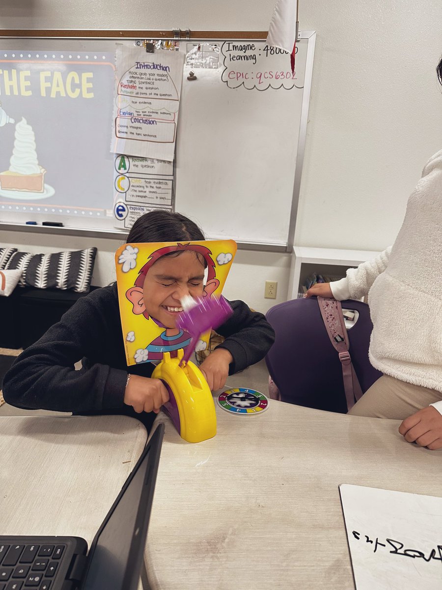 maestralife's tweet photo. Pie in the face 🥧 
Today is our last day of STAAR review! I am so proud of my ROOS, they have been working so hard. They are ready to tackle the test. ⭐️ #teachertwitter #ROOnation https://t.co/L2SDBNPLEx