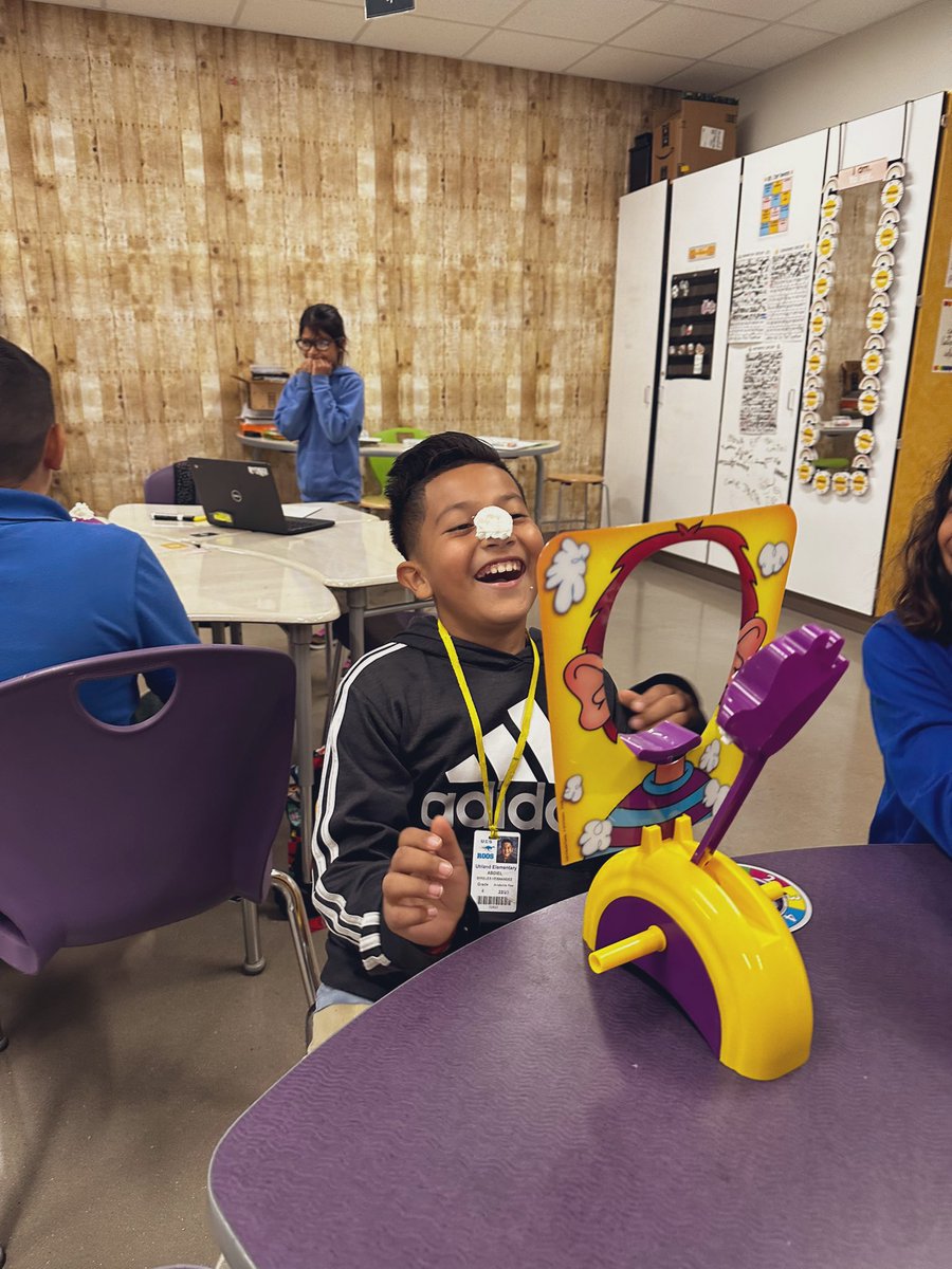 maestralife's tweet photo. Pie in the face 🥧 
Today is our last day of STAAR review! I am so proud of my ROOS, they have been working so hard. They are ready to tackle the test. ⭐️ #teachertwitter #ROOnation https://t.co/L2SDBNPLEx