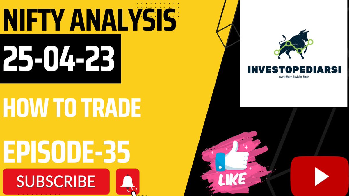investopediarsi's tweet photo. EP-35 Nifty Analysis 25-04-23 #nifty50 #nifty #niftyprediction #optionst... https://t.co/wQDySSfuFB via @YouTube
#Nifty #OptionsTrading #StockMarketindia #stockstowatch #Optionselling #nifty50
Join Free Telegram for Live Market support for Beginners. https://t.co/xMAgJ7S3fx