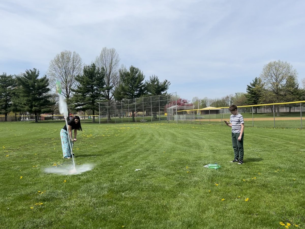 So much fun seeing Mr. McGovern’s students using water rockets in a design challenge and collecting data to graph and calculate! #authenticlearning @CFallsSchools