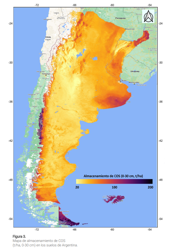 MartinOesterhel's tweet photo. Mapa de toneladas de carbono orgánico en el suelo de 0-30 cm de profundidad. Es el 2% del que hay en todo el mundo. https://t.co/rrUcH0SYYT