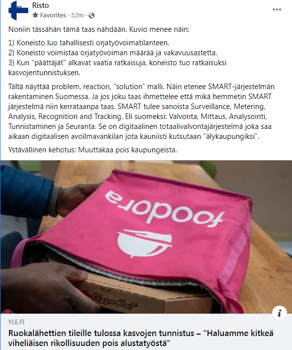 ItePeku's tweet image. Etsitään yllättyneitä. Se on sinun turvaksesi, yhteiseksi hyväksi, tai sitten se myydään mukavuutena. Menetelmät muuttuu hieman, mutta tarkoitus on aina sama; ihmisten kontrollointi. #smartsystem #IoT