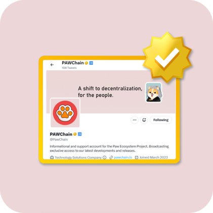 🟨 We are so happy to have our account gold verified and open to the public! Our team is looking forward to sharing updates with you here. 

Celebrate with us today, and share social hashtag: #pawturnsgold to show community spirit!