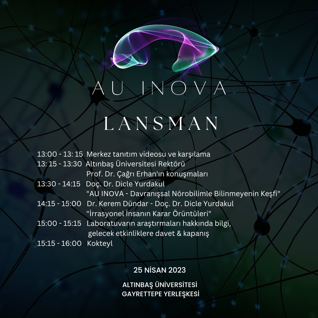 AU INOVA lansman etkinliğine davetlisiniz. 
📅 25 Nisan 2023 Salı 13:00
📍Altınbaş Üniversitesi Gayrettepe Yerleşkesi