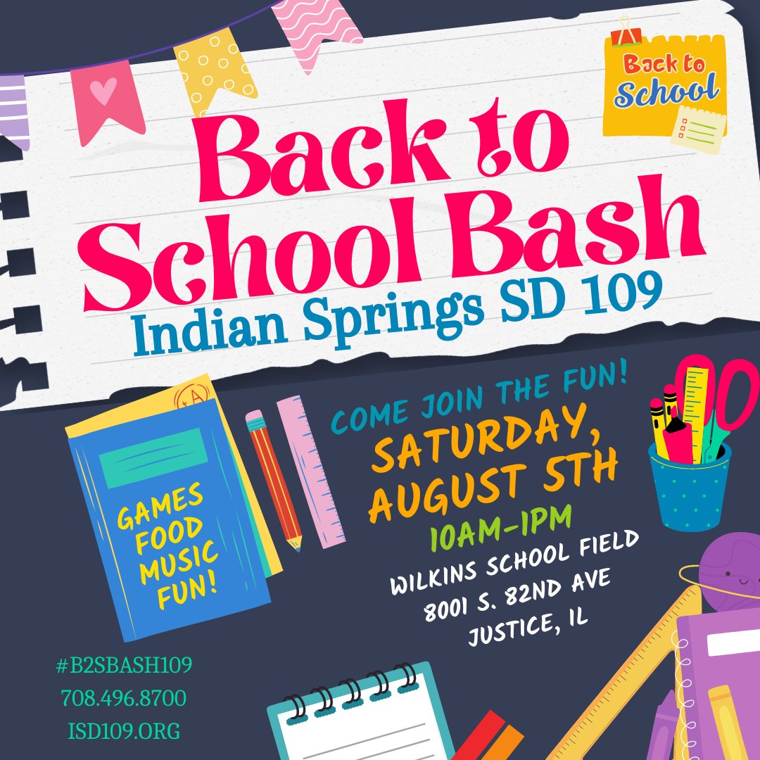 SAVE THE DATE:  The 3rd annual Back to School Bash is scheduled for Sat. Aug 5th (10am-1pm).  We hope to see you there!!