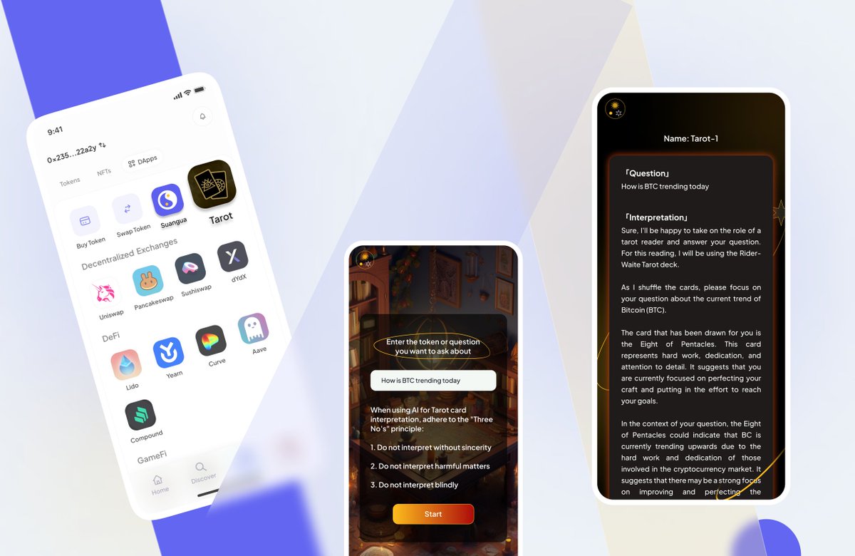 DaoingApp's tweet photo. #Daoing Feature Series: AI-Powered Features
๐ฅ Fortune Telling: Tarot Reading ๐ฎ
Know your fate powered by AI only in Daoing๐ค
Ask questions regarding your future, trends in the market in Daoing's Tarot Card! AI knows more than you think it does.
#dApps #Web3 https://t.co/VCWBJl8Pzq