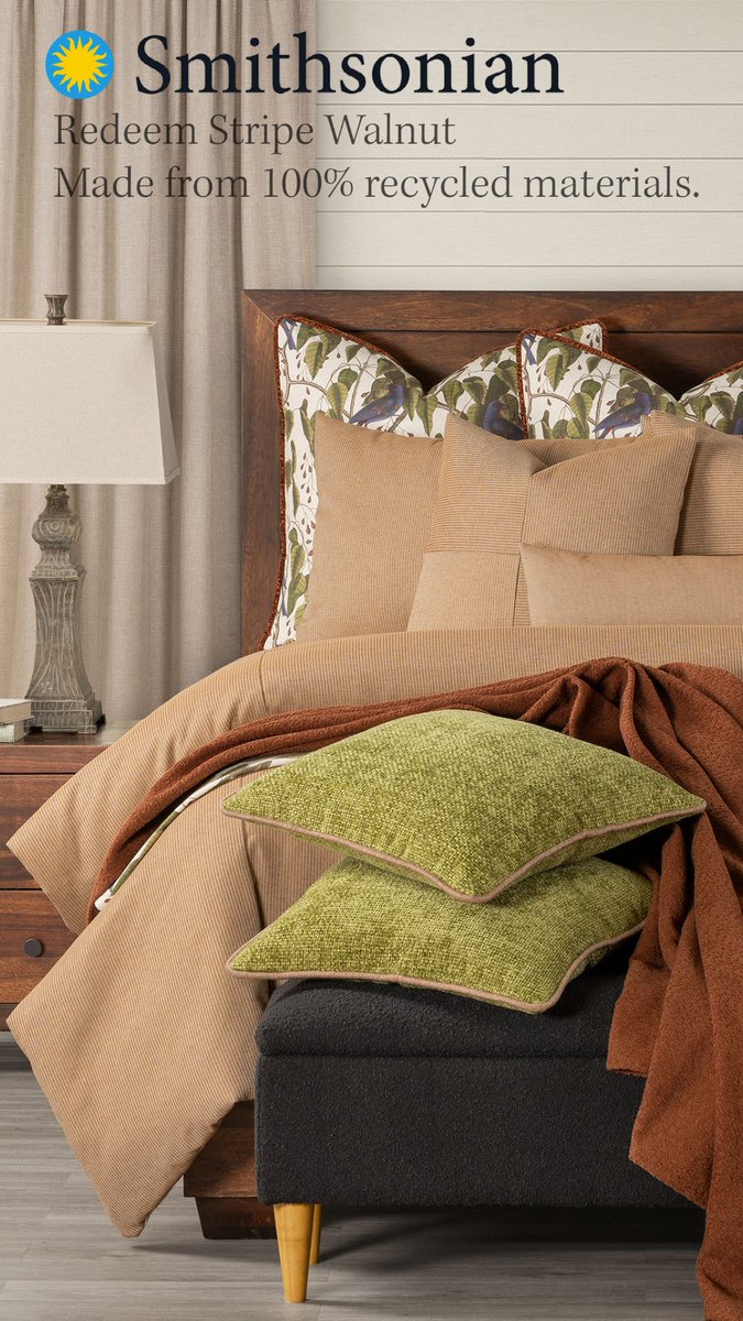 Reduce your environmental footprint and contribute to a more sustainable future with our Smithsonian Redeem Bedding. #madeintheUSA #ecofriendlyproducts #recycledfabric #ecofriendly #hpmkt #hpmkt2023 #sustainablebedding #siscovers #madeinamerica
