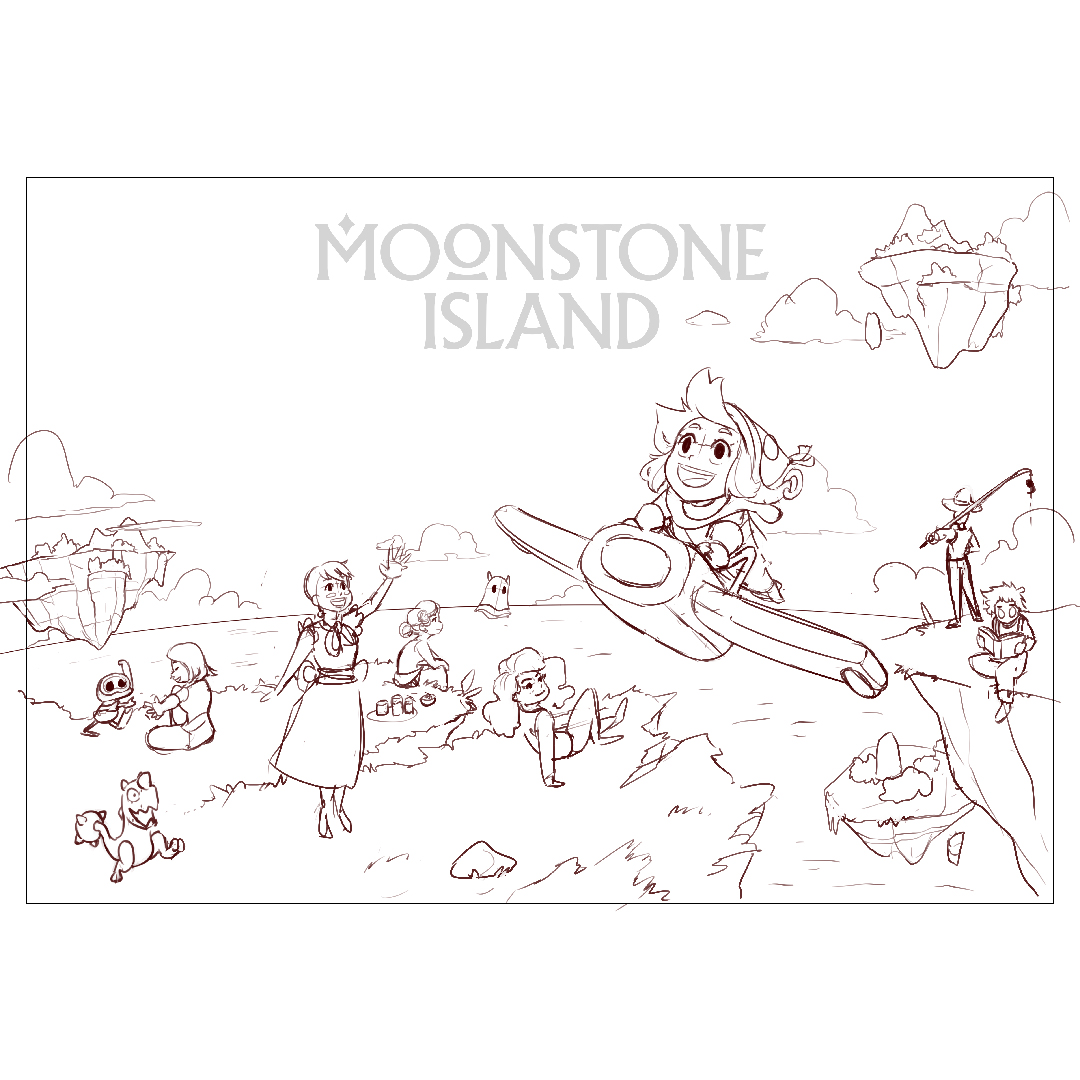 @Moonstone_game You can wishlit it on Steam here :
https://t.co/EVaEpNJI5u

A few process pictures ?
I started with digital sketches so we could decide of the composition and framing 