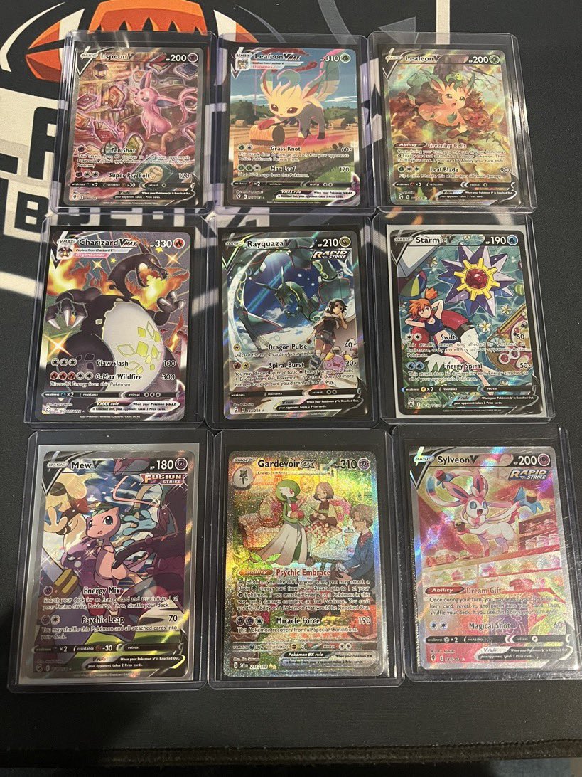 JuanReyes0621's tweet photo. Mew, espeon and Leafeon v pending at the moment.

The rest I’ll take offers on what’s left https://t.co/jwgSjaZu5K