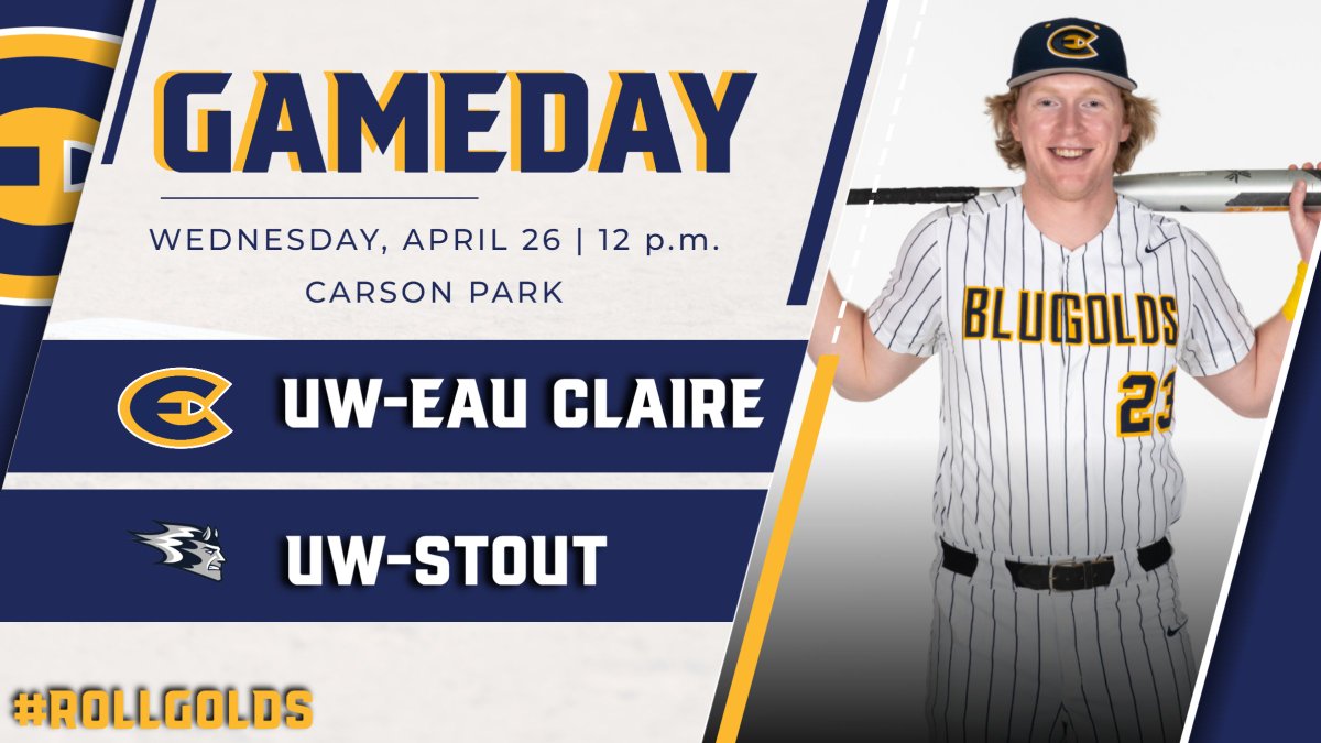 UWECblugolds's tweet photo. At long last, @UWECBaseball is on home soil! The Blugolds have their home opener when they host UW-Stout in a doubleheader today at Carson Park. First pitch is at noon! #RollGolds https://t.co/foQpeCb6xg