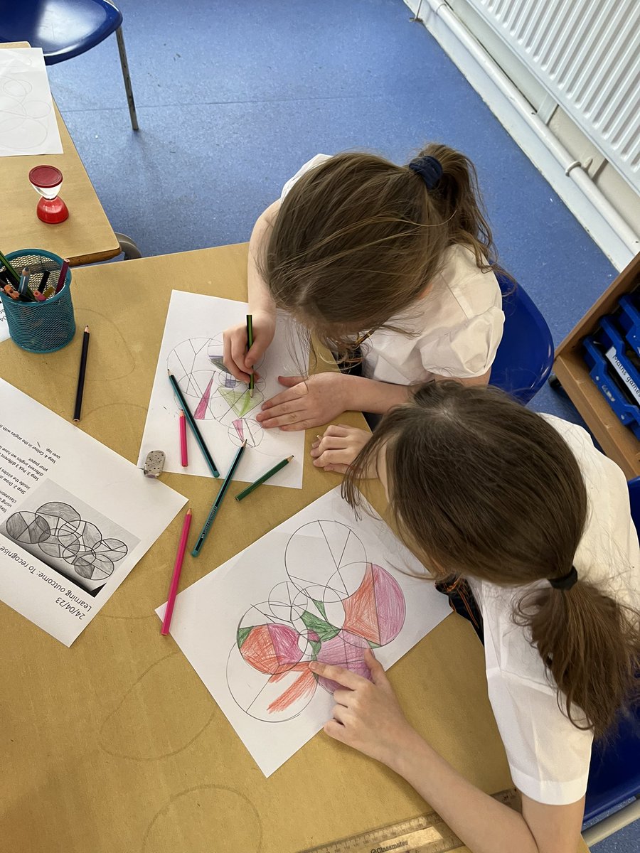 Y3SaintFrancis's tweet photo. Year 3 merging art and maths. We created art based on Kandinsky’s work and identified different angles through colour #mathsstannesgae1 @StAnnesgaCPS https://t.co/GsRu8zDL9R