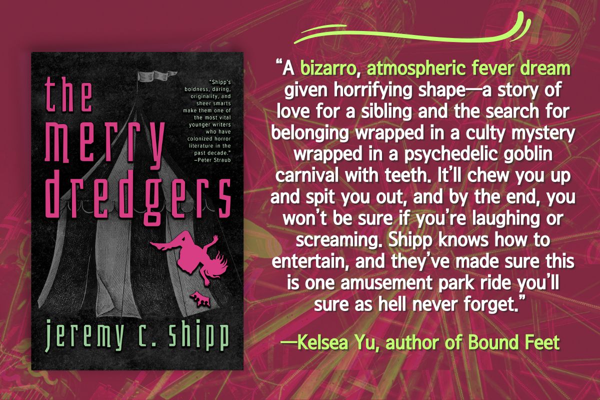 MeerkatPress's tweet image. Superb blurb for Jeremy C. Shipp's #TheMerryDredgers from author Kelsea Yu (Bound Feet) :

"A bizarro, atmospheric fever dream given horrifying shape..."

#bookblurb @jeremycshipp #mustread #darkfantasy #cult #bookreview @anovelescape