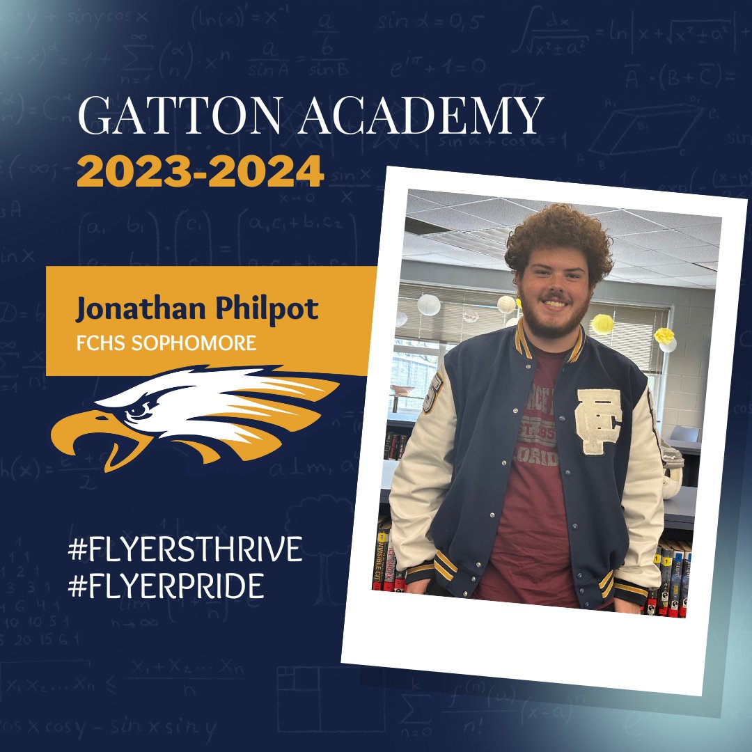 Congratulations to Jonathan Philpot on being accepted into the Gatton Academy! Way to go! #FlyerPride #FlyersThrive #WeAllThrive @OneTeamFCS