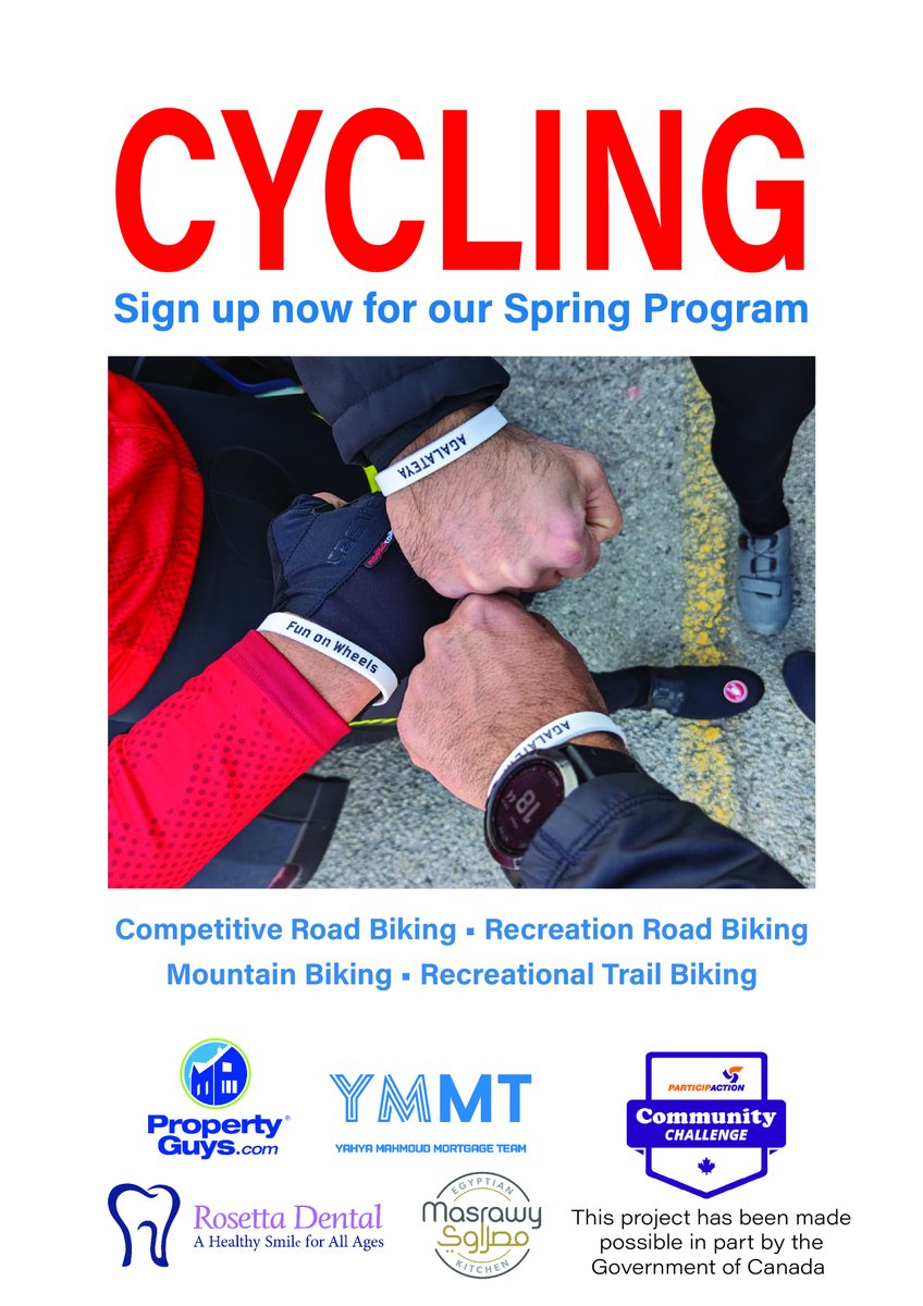 As the days get longer and the weather gets warmer, it's time for our annual Spring fun on wheels! So gear up for our annual Spring Cycling Program running through May and June! 
Read more:

agalateya.com/cycling
#cycling #oakville #burlington #milton #mississauga