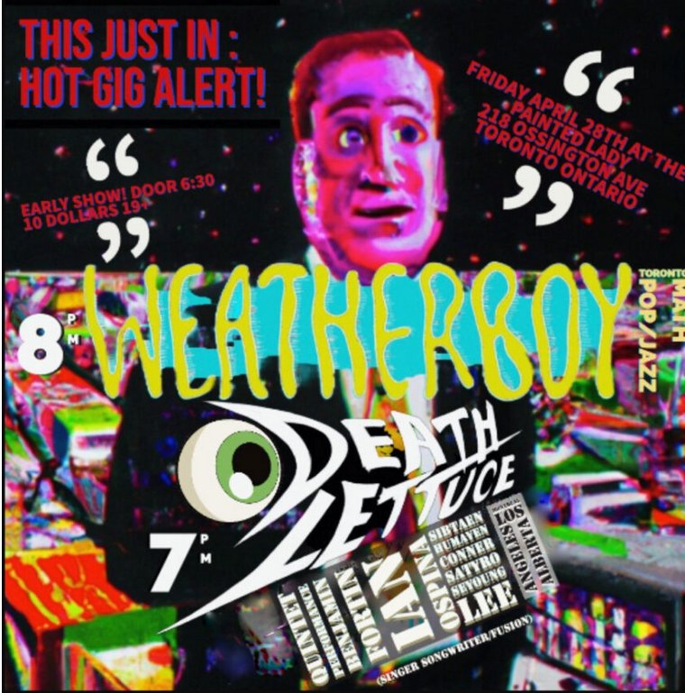 Show Promotion: Ruby Slippers (Fridays 7-8pm) will be promoting this live show that is happening on Friday! Tune into the Ruby Slippers this week to hear songs from Weatherboy and Death Lettuce!
