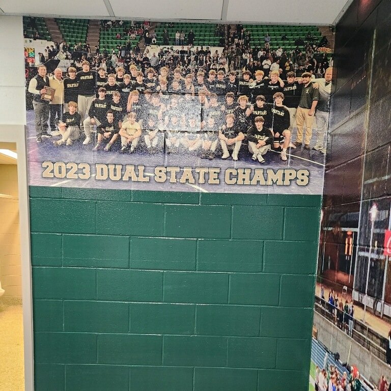 Congratulations to the Mountain Brook High School wrestling team for winning the dual state championship! We were honored to install these wall graphics to commemorate their victory and inspire future wrestlers.  

 #statechamps #wallgraphics #NLG #mountainbrook #wrestling