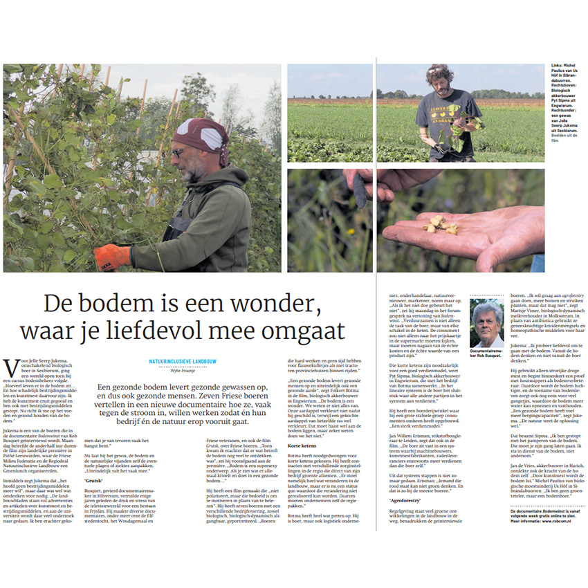 🌱 De film Bodemwinst van Rob Busquet geeft een mooi beeld van onze bodem, en dat door de ogen van boeren en experts. De film is nu te zien via Youtube: youtube.com/watch?v=EEQn44…

Lees hier het artikel dat het <a href="/frieschdagblad/">Friesch Dagblad</a> erover schreef: frieschdagblad.nl/economie/De-bo…