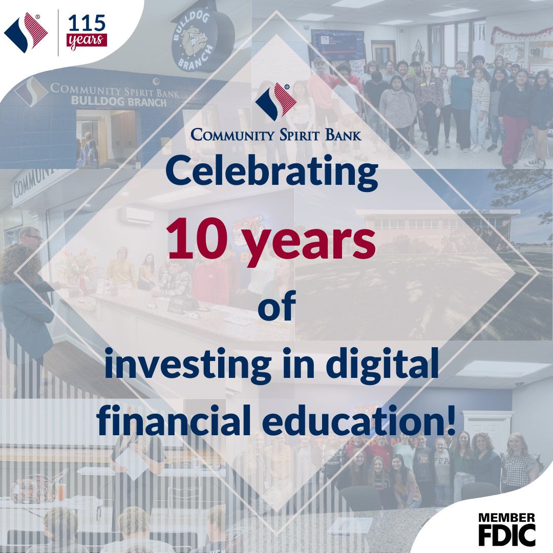 CSB is proud to celebrate our 10th year of investing in digital financial education for our local students! Our Financial Literacy Mission is to encourage financial responsibility and to help students settle into helpful money habits early. 

#FinancialLiteracyMonth