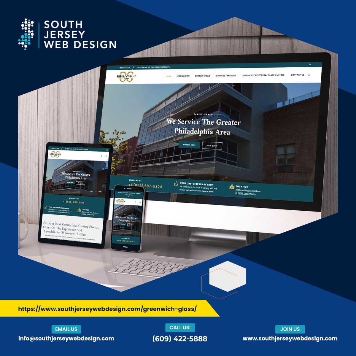 Check out the newly launched website for Greenwich Glass Company, designed by our expert team at @jerseywebdesign!

Check it out our work portfolio 👉
southjerseywebdesign.com/portfolio/

#webdevelopment #Webdesign #NewJersey #work #webdesigner #websitesolutions