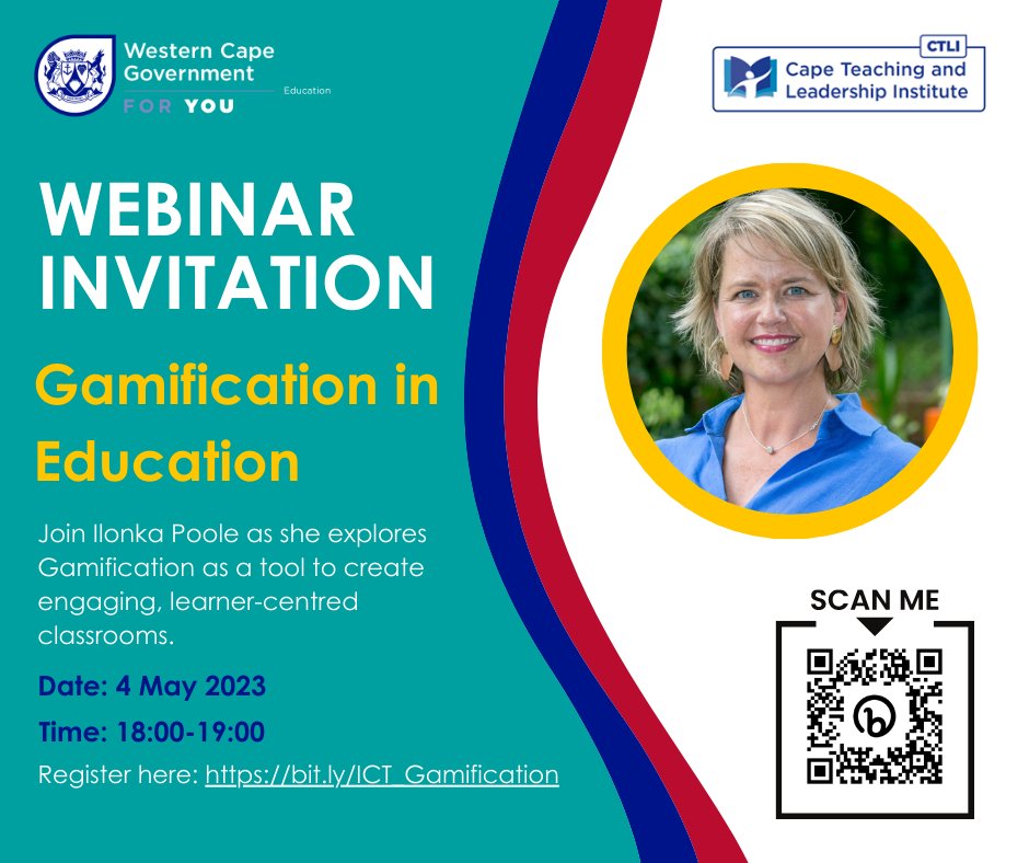 Cape Teaching and Leadership Institute (@wced_ctli) on Twitter photo Join us for our next webinar on the 4th of May 2023. Ilonka Poole will demonstrate how easy it is to transform your classroom into an engaging space using Gamification. Register here: bit.ly/ICT_Gamificati… <a href="/WCEDnews/">WCEDNews</a> <a href="/mced_wced/">WCEDCentral</a> <a href="/WCED_eCulture/">WCED eLearning</a> <a href="/WCED_Districts/">WCED_CD Districts</a> Join us for our next webinar on the 4th of May 2023. Ilonka Poole will demonstrate how easy it is to transform your classroom into an engaging space using Gamification. Register here: bit.ly/ICT_Gamificati… <a href="/WCEDnews/">WCEDNews</a> <a href="/mced_wced/">WCEDCentral</a> <a href="/WCED_eCulture/">WCED eLearning</a> <a href="/WCED_Districts/">WCED_CD Districts</a>