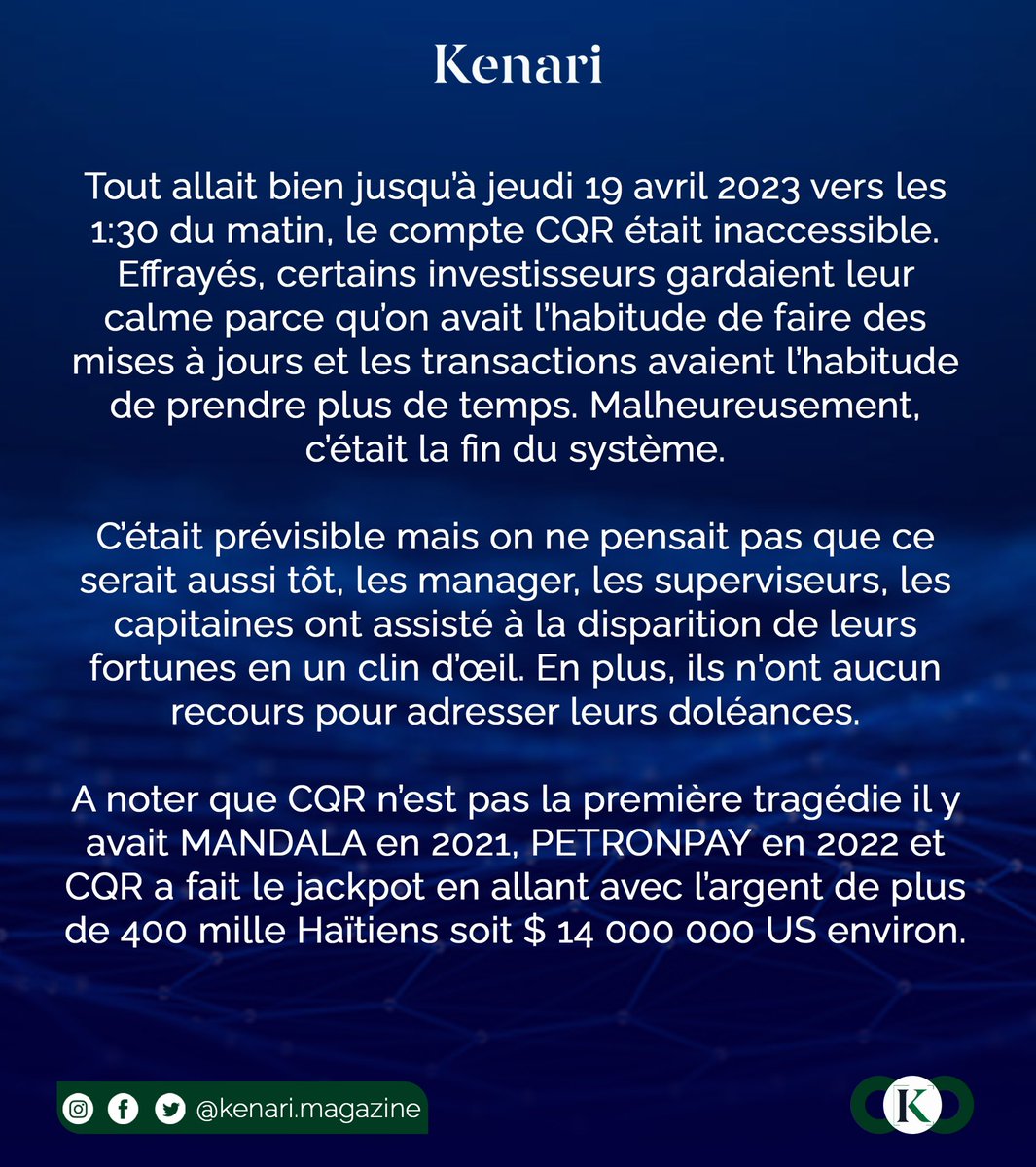 Tout savoir sur la relation entre CQR et ses fans 🤭.
Des chiffres qui vont vous surprendre 

Suivez @Kenarimagazine 🎯
#cqr #haiti