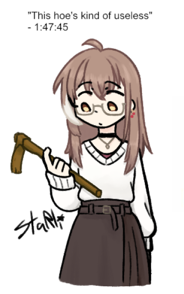 StarliCoffee's tweet photo. I spat out my water...
Mumei with a wooden hoe
#drawMEI https://t.co/y4V2n1VJDH