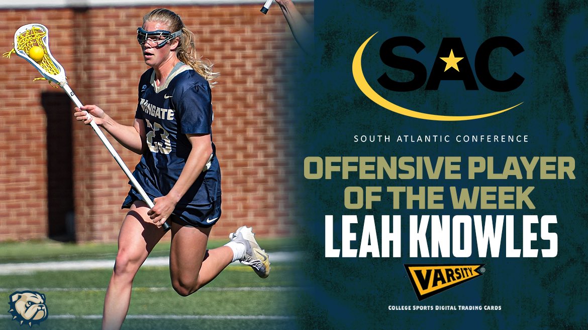 Congrats (again) Leah Knowles! The @Wingate_WLax All-American is the SAC Offensive Player of the Week after piling up 7 goals & an assist in the 19-10 victory at #25 Limestone! 5th weekly SAC honor for Knowles this year! Story | bit.ly/3LtcBde #OneDog